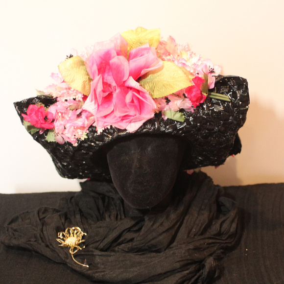 1960s Pink Floral Lace Spring Hat main image 2